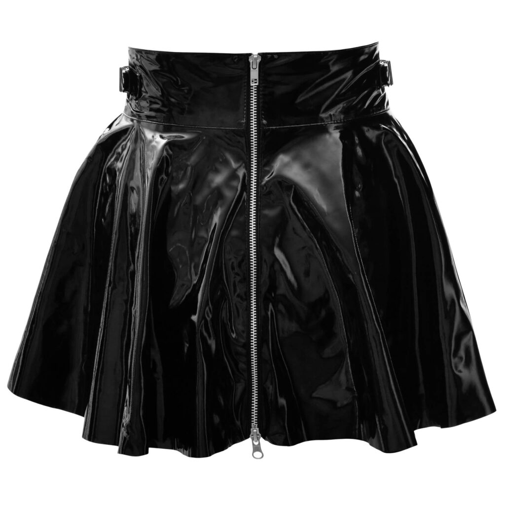 Lak nederdel i sort med lynlås