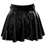 Lak nederdel i sort med lynlås