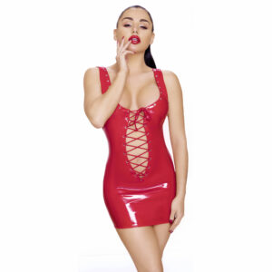 Rød Lakkjole med Snører