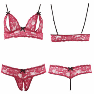 Blonde BH sæt i rød med slidser