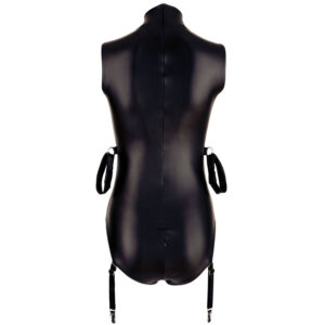 Bondage Wetlook Body med Strømpeholdere og Armlænker