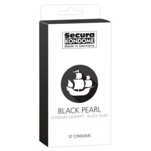 Secura Black Pearl Sort Kondom med Nopper