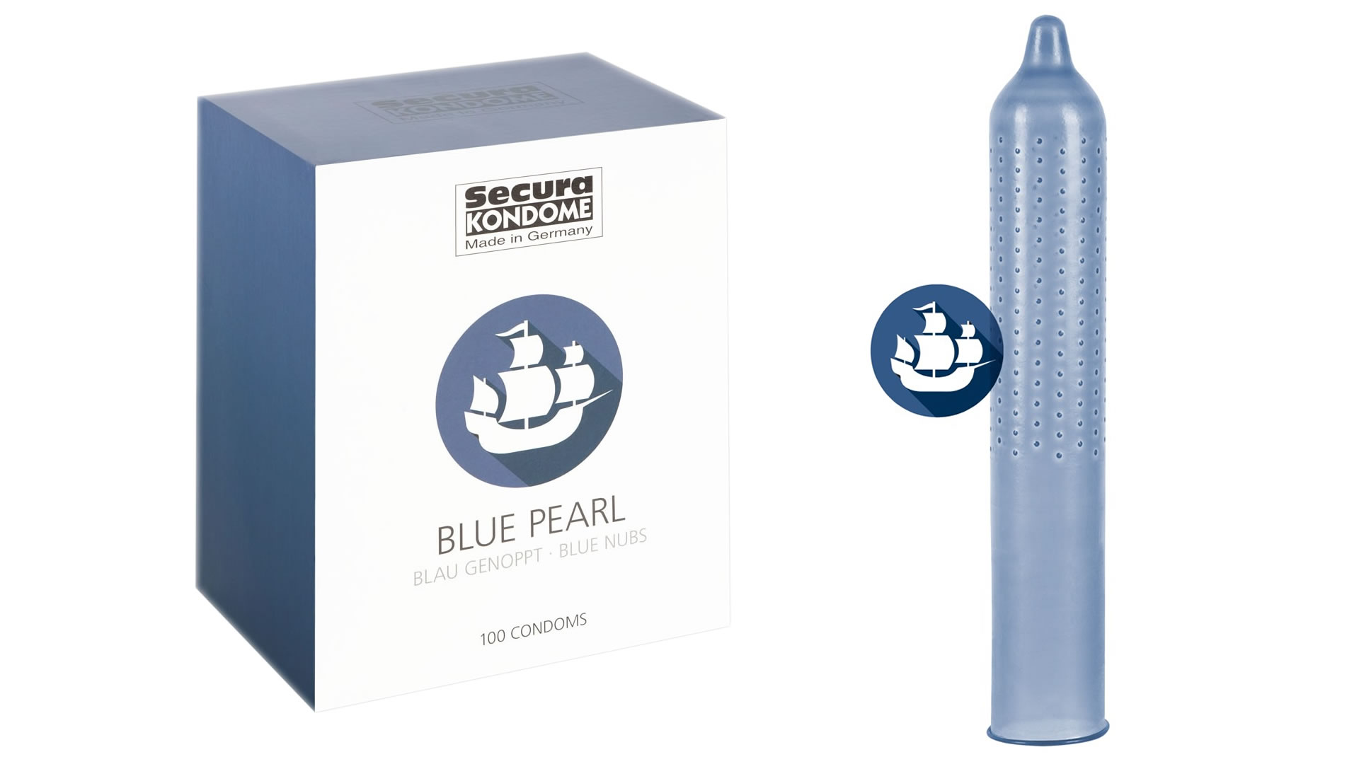 Secura Blue Pearl Blå Kondom med Nopper