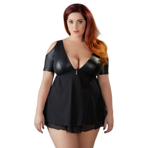 Wetlook Top i Plus Size med Chiffon