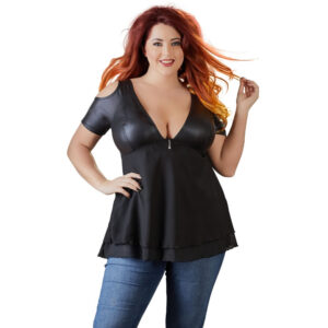 Wetlook Top i Plus Size med Chiffon
