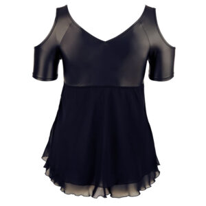 Wetlook Top i Plus Size med Chiffon