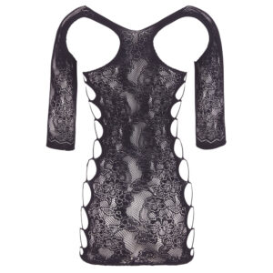 Netkjole med stormasket net og blonde-look inkl G-streng