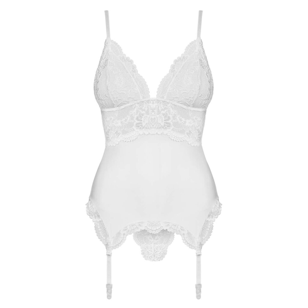 Obsessive Mia Blonde Bustier med Strømpeholdere