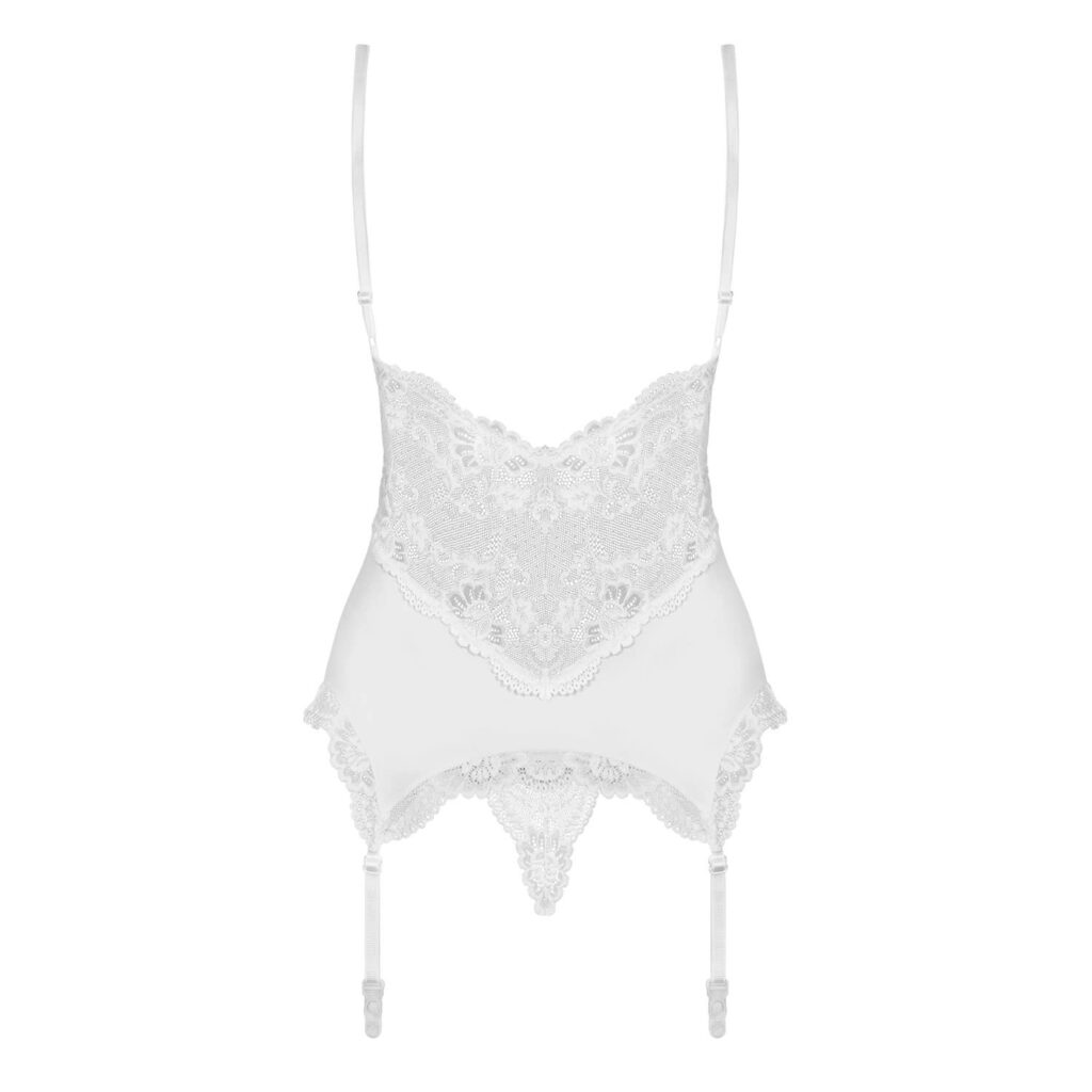 Obsessive Mia Blonde Bustier med Strømpeholdere