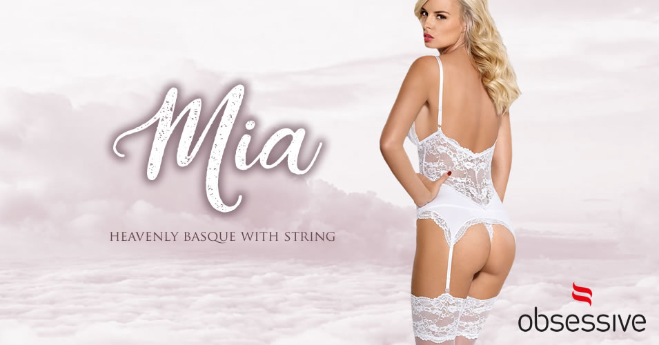 Obsessive Mia Blonde Bustier med Strømpeholdere