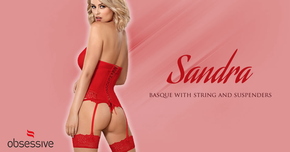 Obsessive Sandra Bustier med G-streng og Strømpeholdere