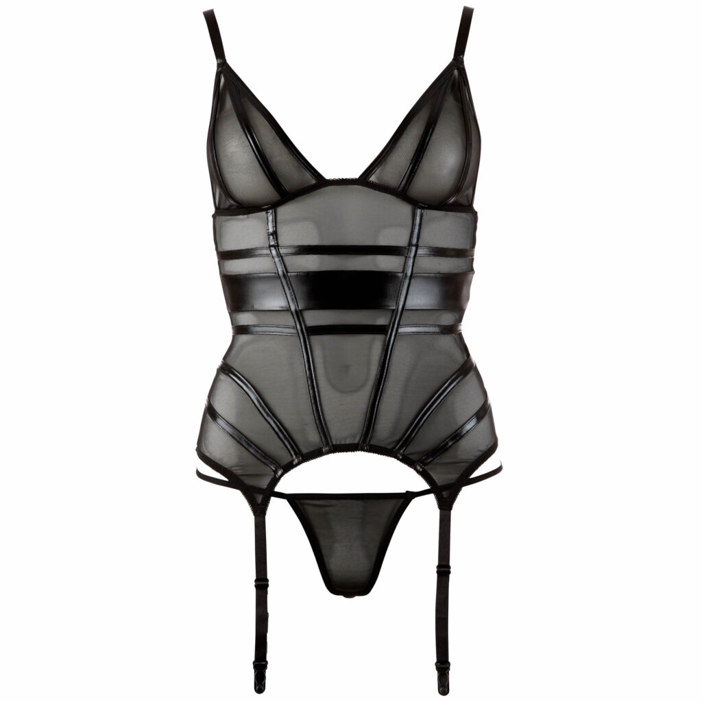 Sort Bustier med Wetlook Striber