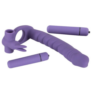 Strap-on DP Vibrator til ham med klitoris stimulator og Penisring