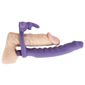 Strap-on DP Vibrator til ham med klitoris stimulator og Penisring