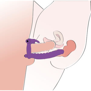 Strap-on DP Vibrator til ham med klitoris stimulator og Penisring