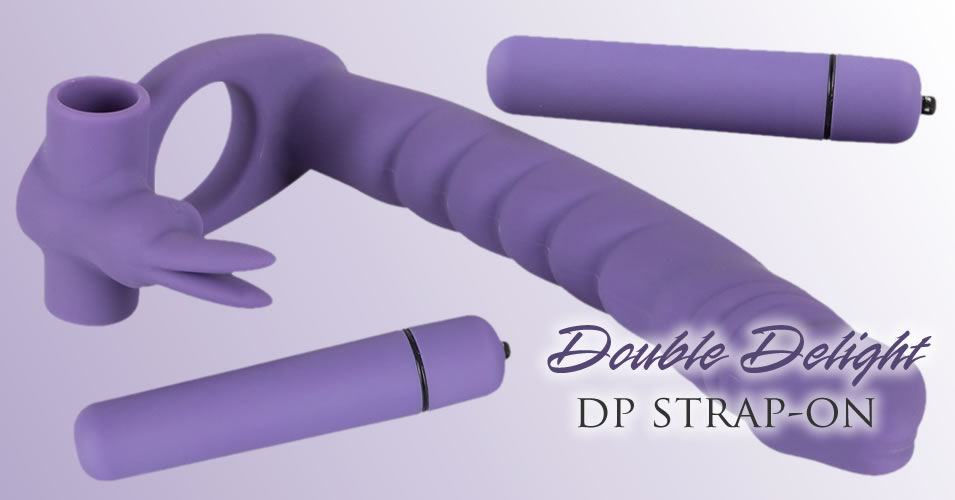 Strap-on DP Vibrator til ham med klitoris stimulator og Penisring
