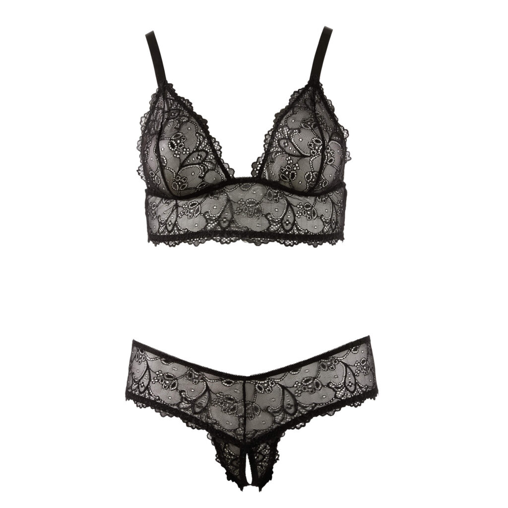 Plus Size Blonde BH og Trusse med Åben Skridt