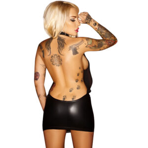 Noir Exclusive Wetlook Kjole med Gennemsigtig Top