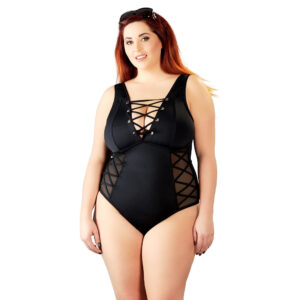 Plus Size Body med Snører og Gennemsigtige Sider