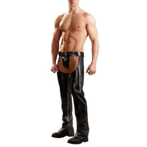 Sorte Læderlook Chaps med Trusser