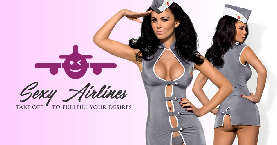 Obsessive Flight Attendant Frækt Stewardesse Kostume