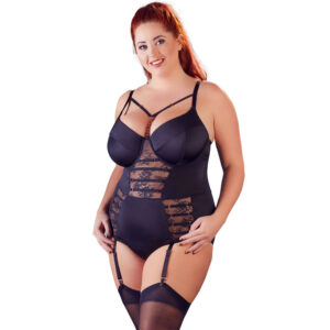 Plus Size Body med Blonder og Strømpeholdere