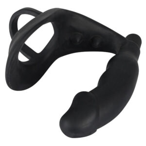 Black Velvets Penisring med Vibrator Anal Plug i Silikone
