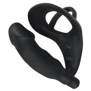 Black Velvets Penisring med Vibrator Anal Plug i Silikone