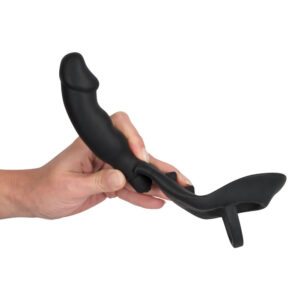 Black Velvets Penisring med Vibrator Anal Plug i Silikone