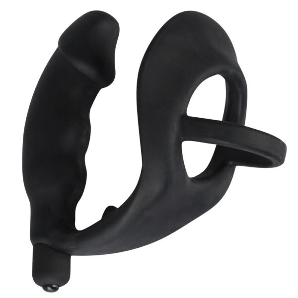 Black Velvets Penisring med Vibrator Anal Plug i Silikone