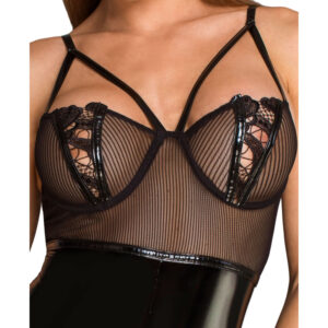 Noir Lak Body med Net, Broderinger & Cage Straps