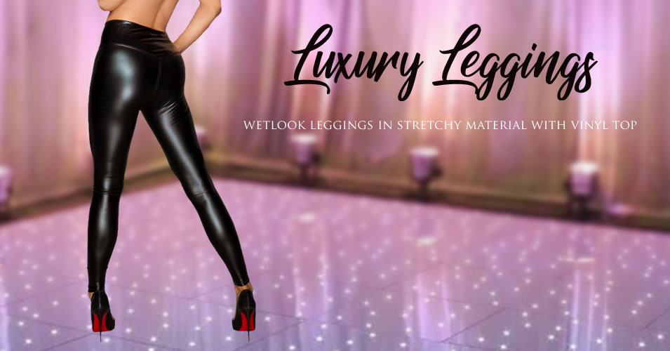 Noir Wetlook Leggings i Sort
