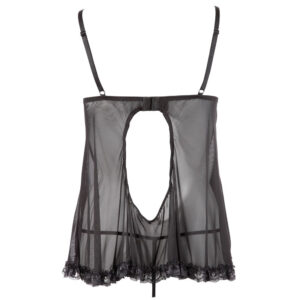 Babydoll negligé med Flæser i Sort