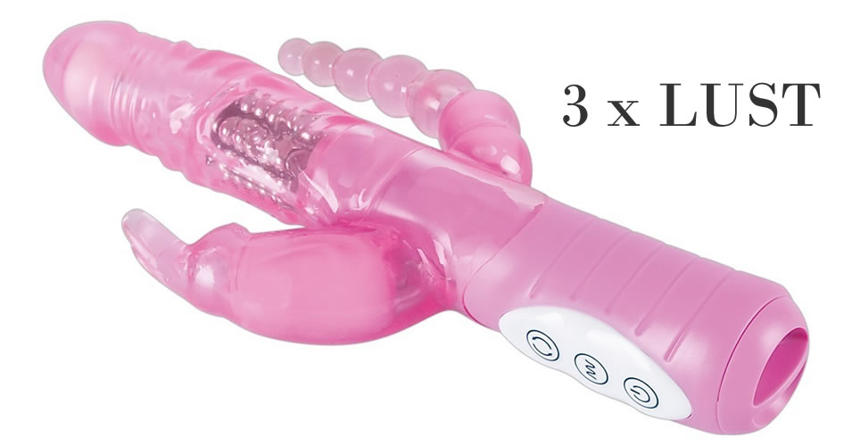 3 x Lust Rabbit Perlevibrator med Anal vibrator