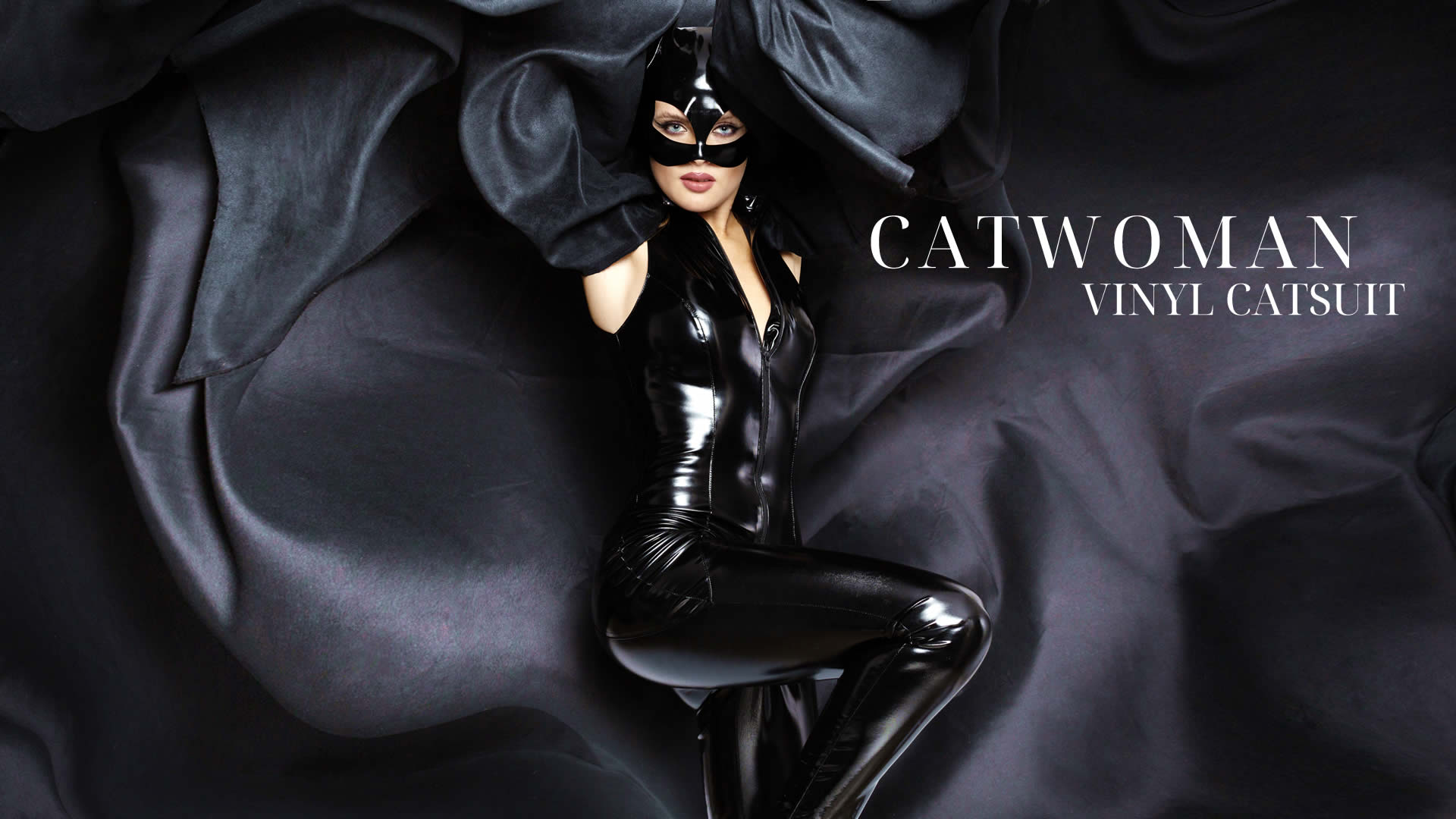 Catwoman Lak Jumpsuit i Sort