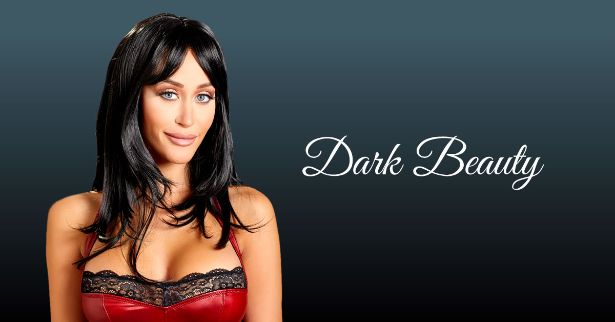 Sort paryk med mellemlang hår