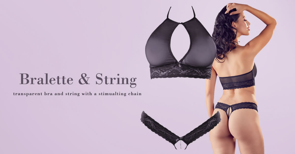 Bralette BH og Trusser med Kæde