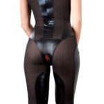 Wetlook Jumpsuit med Gennemsigtig Nylon og Lynlås