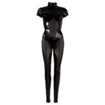Wetlook Jumpsuit med Gennemsigtig Nylon og Lynlås