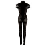 Wetlook Jumpsuit med Gennemsigtig Nylon og Lynlås