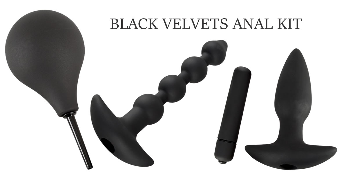 Black Velvets Anal Kit med Intim Bruser, Anal Plug og Anal Kæde