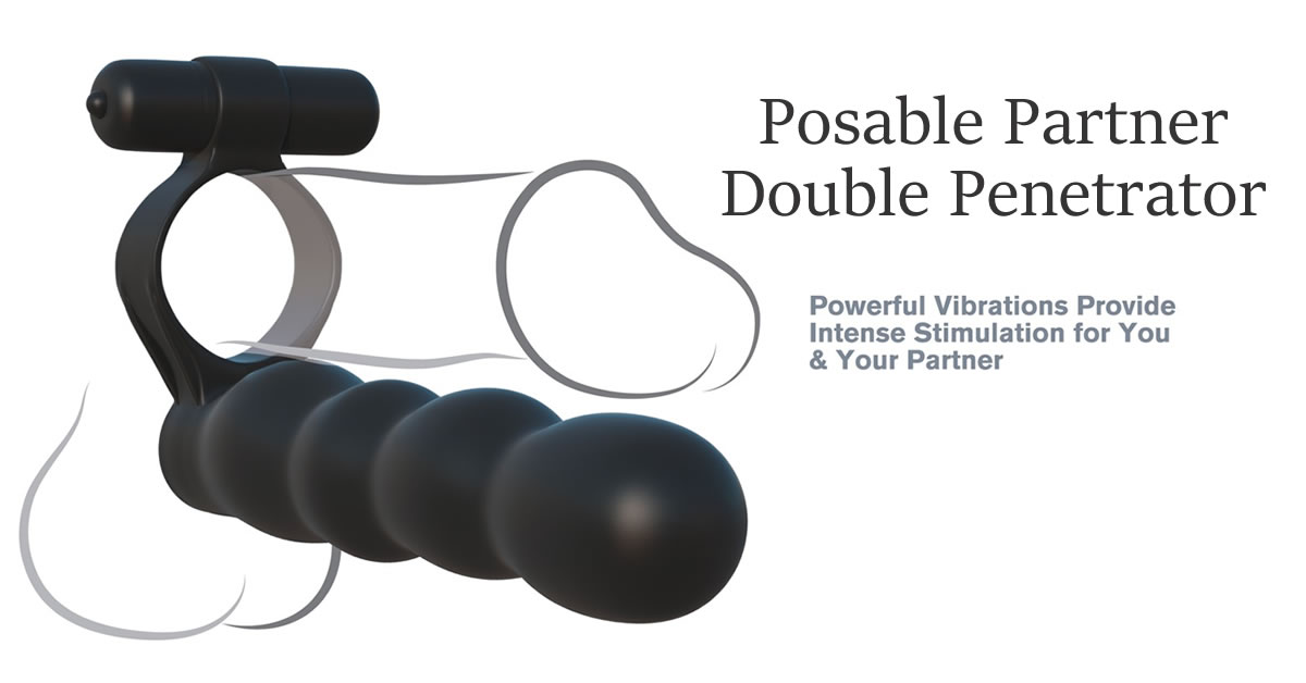 Posable Partner Double Penetrator Penisring og Anal Dildo