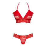 Obsessive Neckholder BH med flæser og Blonde Trusser i Rød