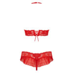Obsessive Neckholder BH med flæser og Blonde Trusser i Rød
