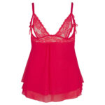 Plus Size Babydoll med Blonder Åbne Skåle i Rød