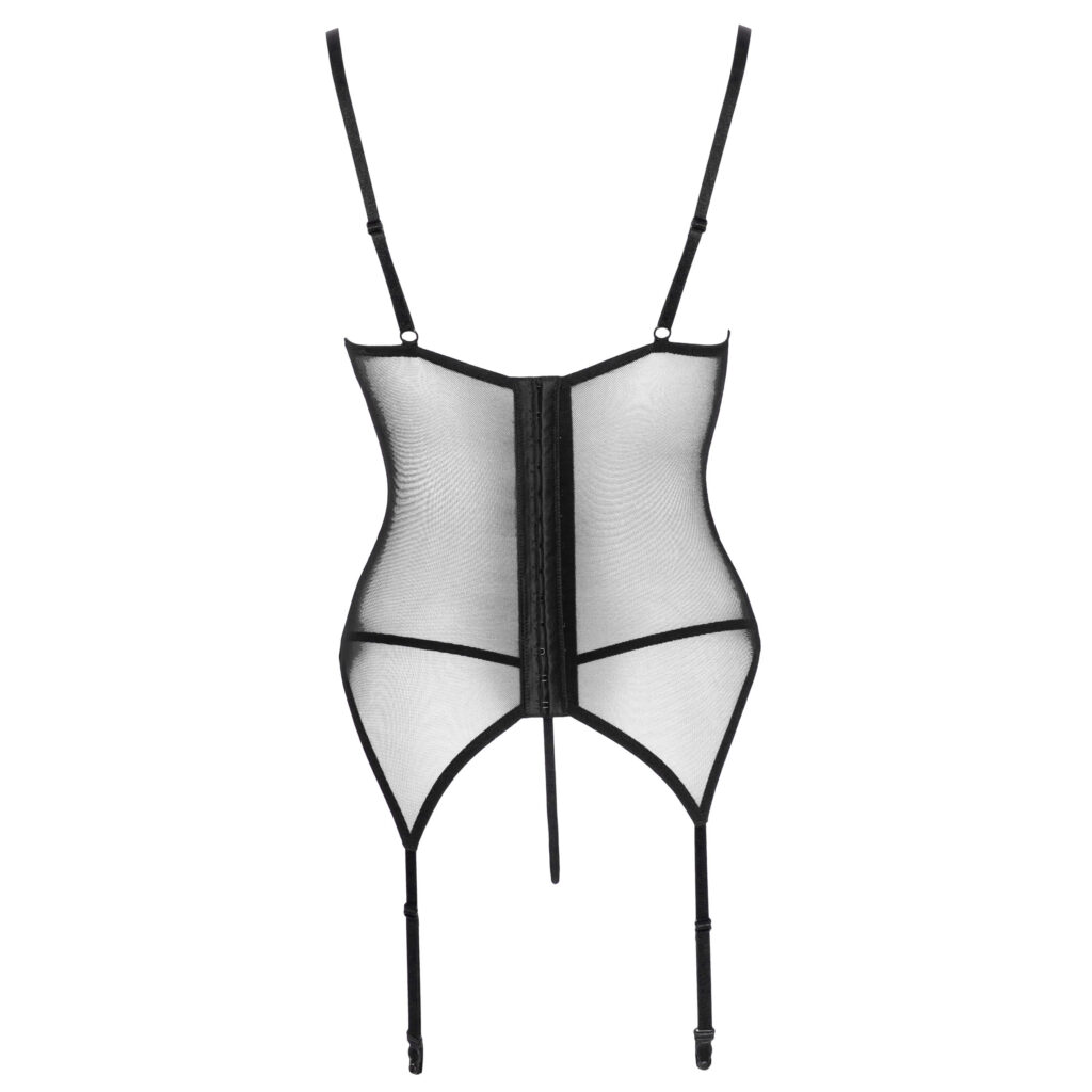 Wetlook Bustier i Rød med Sorte Blonder