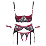 Bondage lingeri med rød wetlook og håndjern