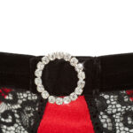 Hylde BH med Hofteholder Trusser i Rød Satin og Blonder