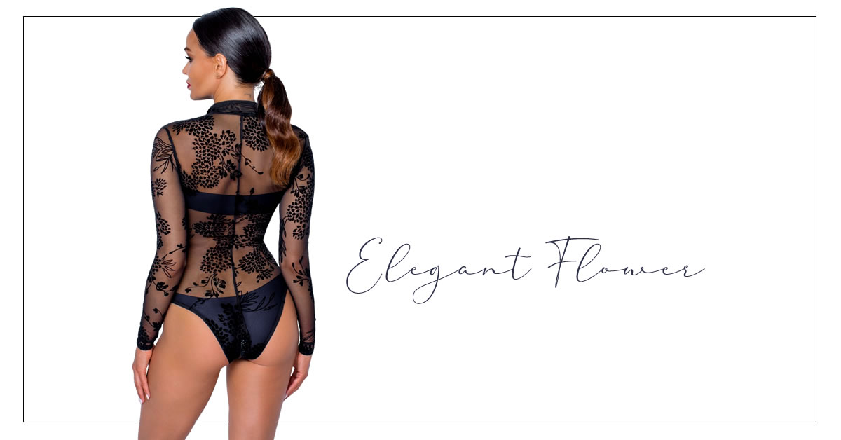 Noir Body med Velour Flock Print