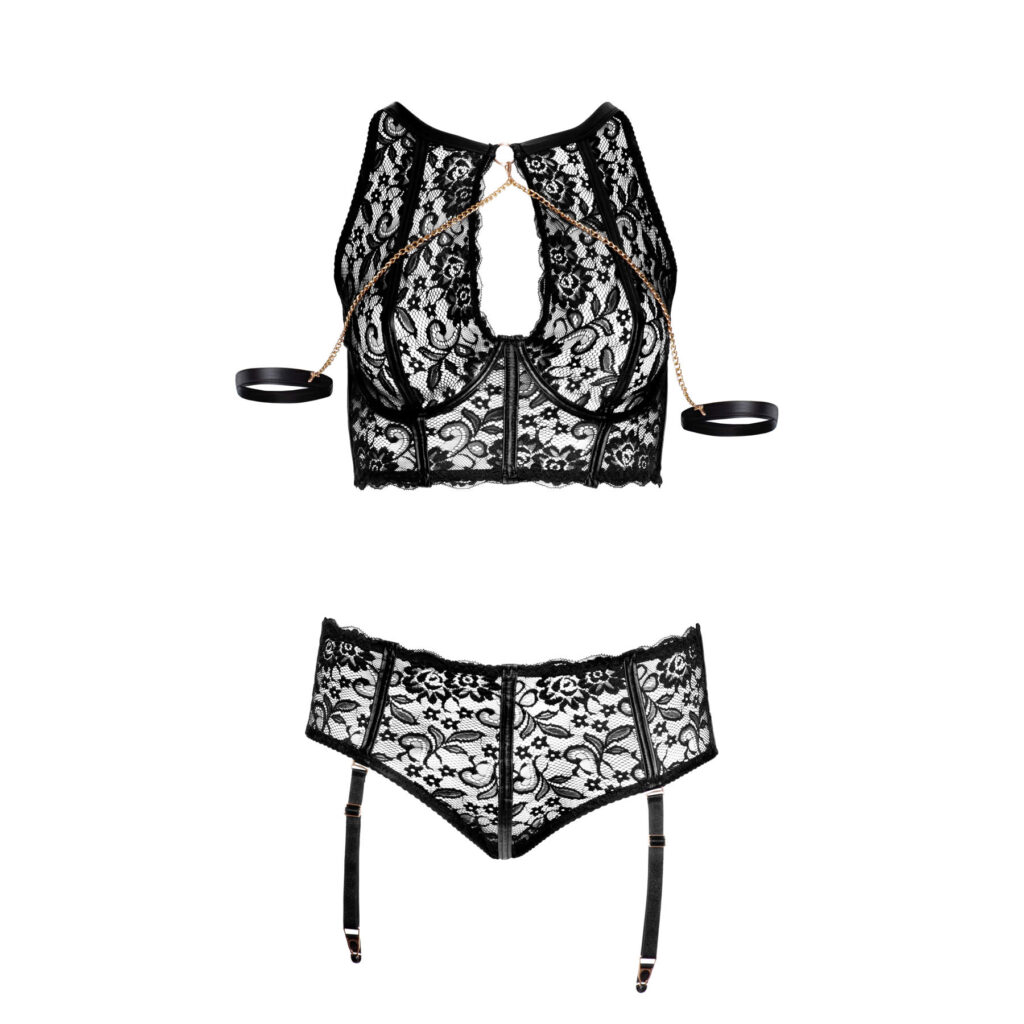 Plus Size Blonde Lingeri med Bralette, Trusser og Strømpeholdere